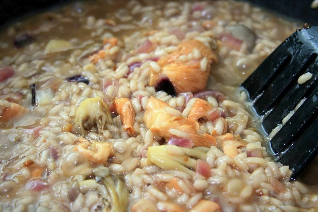 risoto com mix de cogumelos