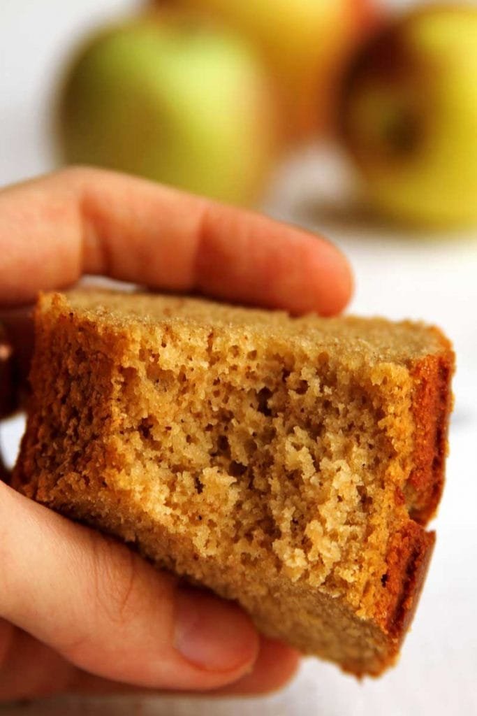 Receita de Bolo de Maçã fofinho sem glúten, sem lactose feito no liquidificador. Bolo de maçã com canela e especiarias