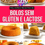 Montagem com 6 fotos de bolos sem glúten e lactose
